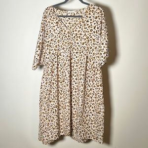 Chic Soul Cream Leopard Print Dress | Size 1X